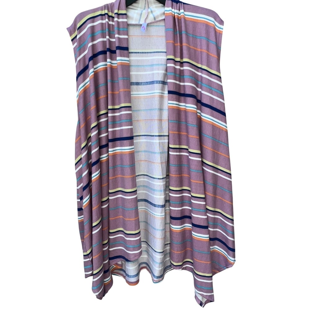 Fall Trend Stripes Cozy Vest‎ 3X Longline Open Front Sleeveless. EUC light flowy